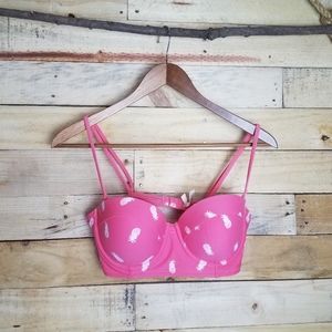 Aerie Pushup Bandau Pink Pineapple Print 34C